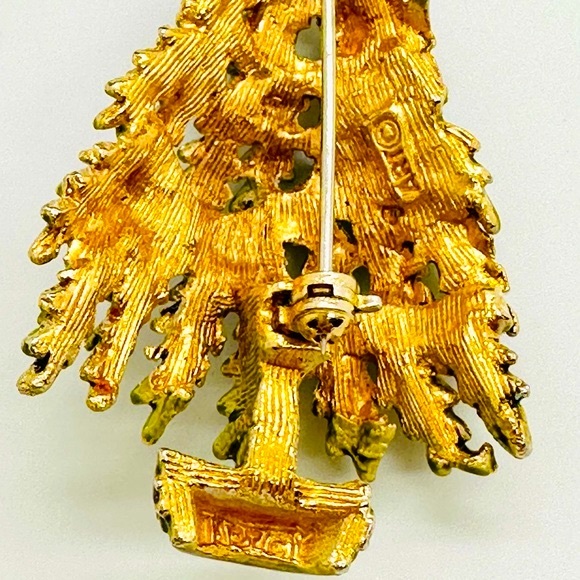 Vintage BOOK PIECE Arthur Pepper Christmas Tree Rhinestone Brooch - Picture 4 of 11